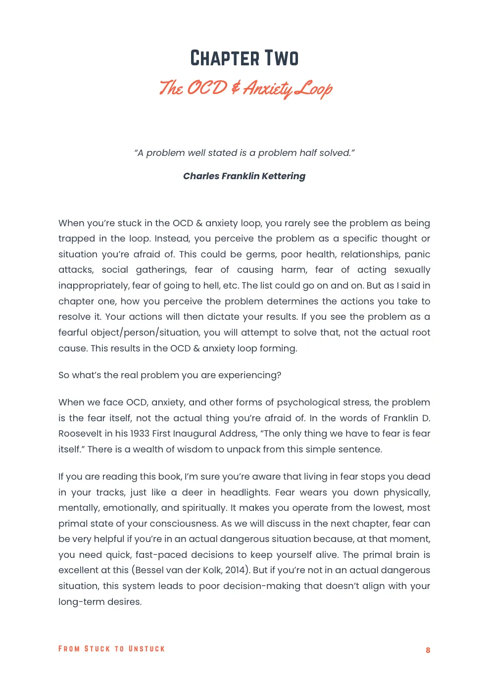 A real page from Part I — Chapter Two, The OCD & Anxiety Loop