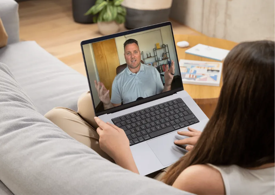 A member on a 1-on-1 video call with Matt Codde, LCSW